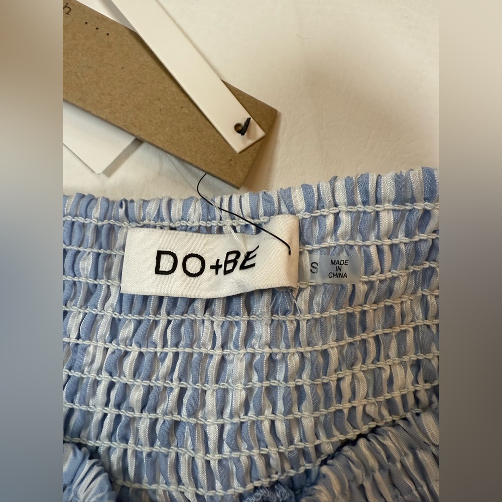 NWT DO+BE Savannah Skirt small smocked waist ruffled skirt, blue white (bin Q) - Picture 4 of 11